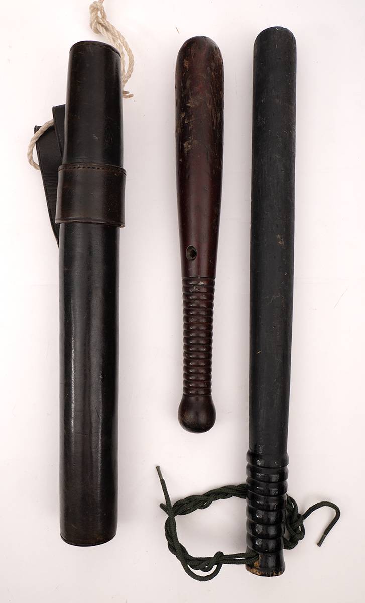 Police batons, one made in Dublin. (2) at Whyte's Auctions