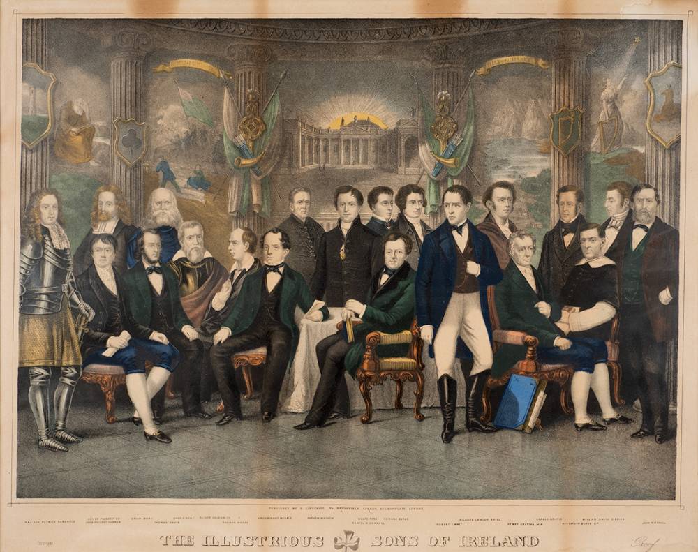 Circa 1850. The Illustrious Sons of Ireland coloured print. at Whyte's Auctions