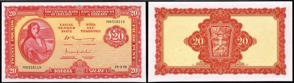 Central Bank 'Lady Lavery' Twenty Pounds, 24-3-76 at Whyte's Auctions