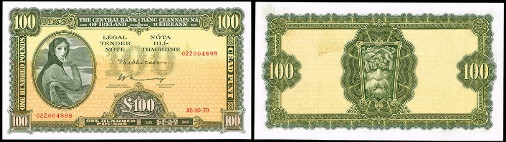 Central Bank 'Lady Lavery' One Hundred Pounds, 26-10-70. at Whyte's Auctions