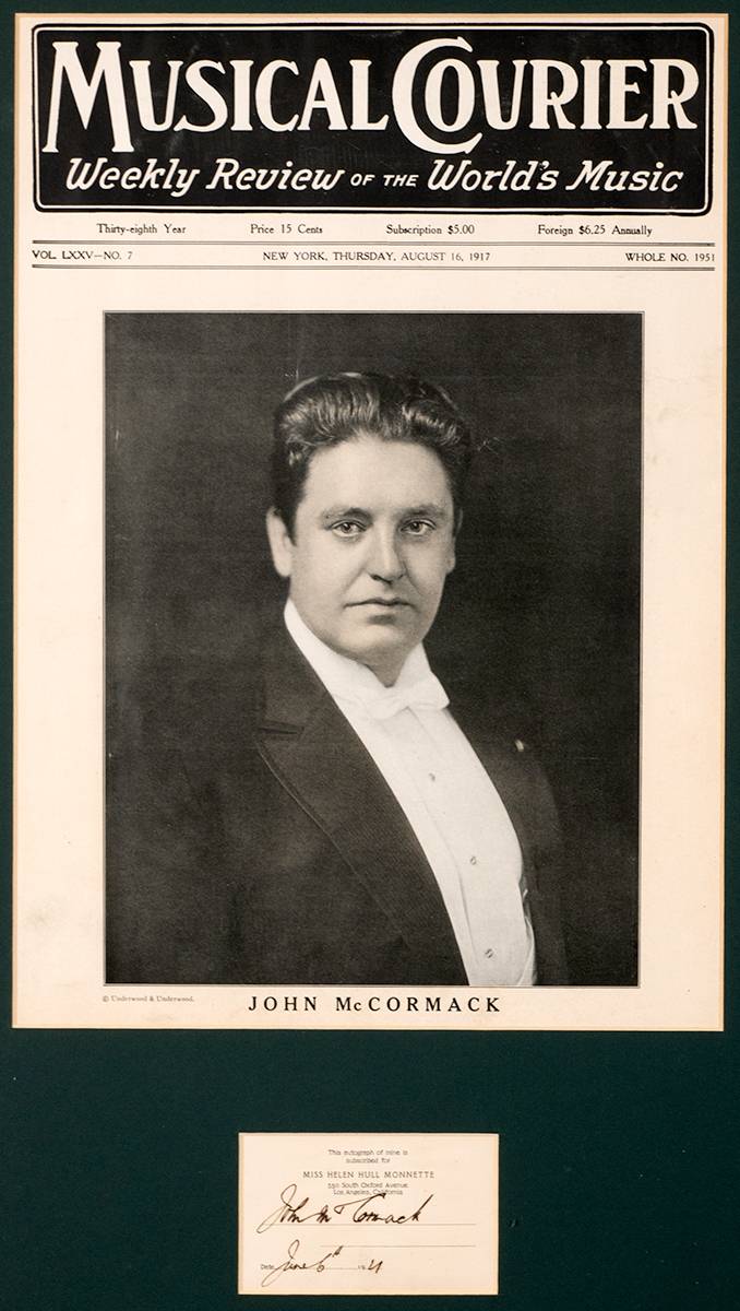 Count John McCormack (1884-1945) - a unique and valuable archive of original letters, photographs, and ephemera. at Whyte's Auctions