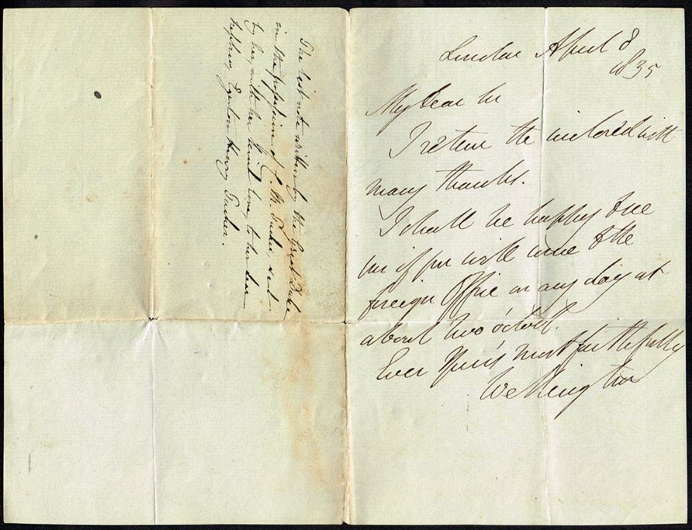 1830 and 1835 Duke of Wellington letters. at Whyte's Auctions