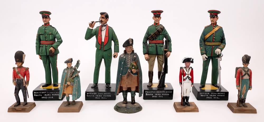 South Irish Horse Regiment: handcarved painted wood figures (4) and others. (5). at Whyte's Auctions