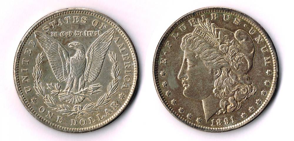 USA. Silver dollar, 1891 Liberty Head, Carson City Mint. at Whyte's Auctions
