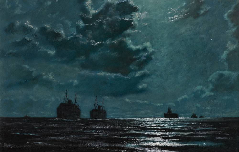 SHIPS IN MOONLIGHT by Ciaran Clear sold for �1,400 at Whyte's Auctions