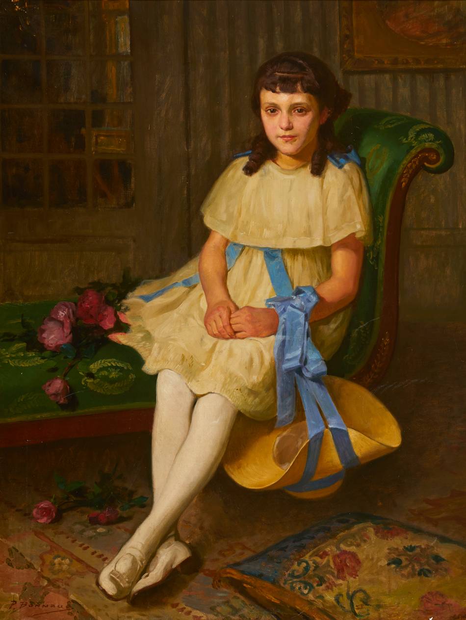 PORTRAIT OF A YOUNG GIRL SEATED by Pierre Bonnaud sold for �2,100 at Whyte's Auctions