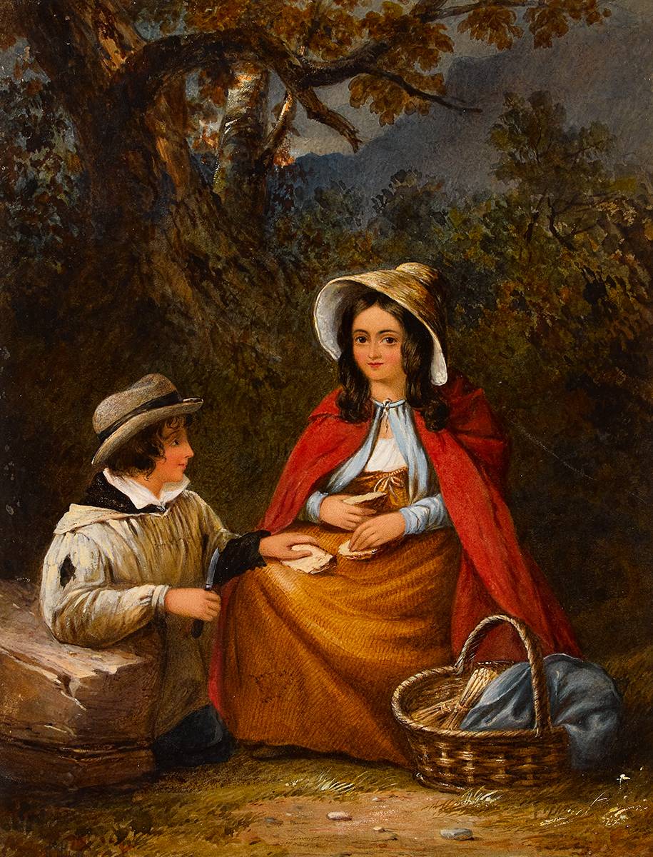 COUPLE ON A ROADSIDE by Samuel McCloy (1831-1904) at Whyte's Auctions