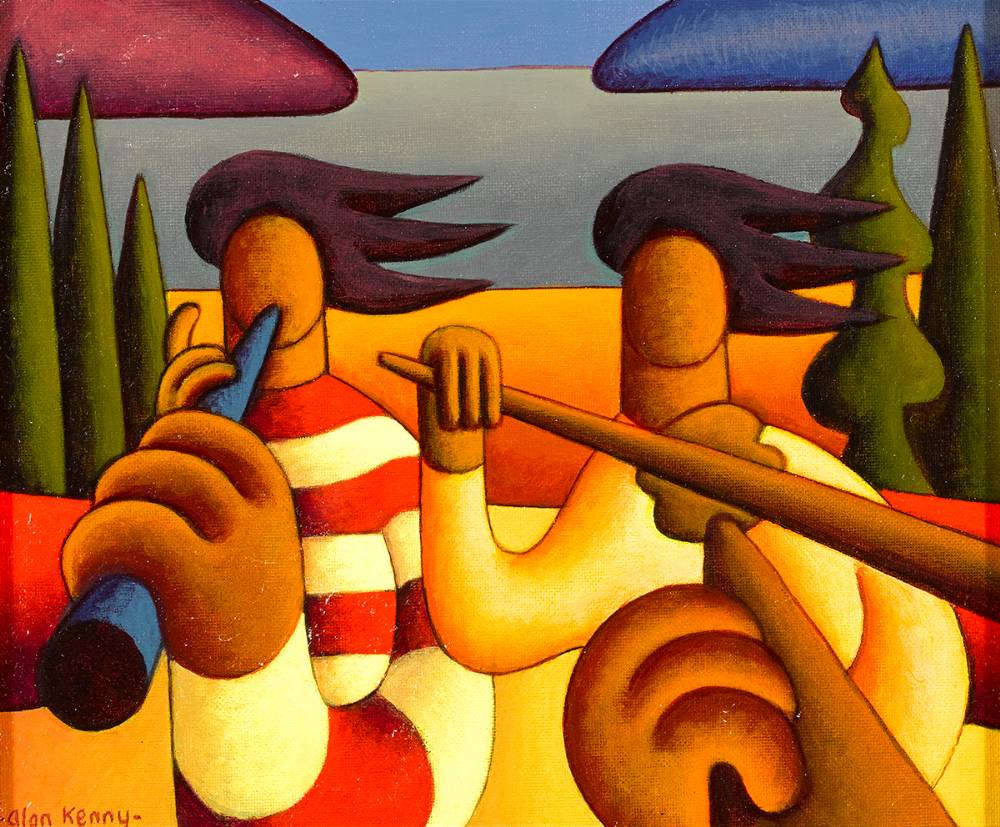 TWO MUSICIANS BY THE GREEN LAKE, 2000 by Alan Kenny (b.1959) at Whyte's Auctions