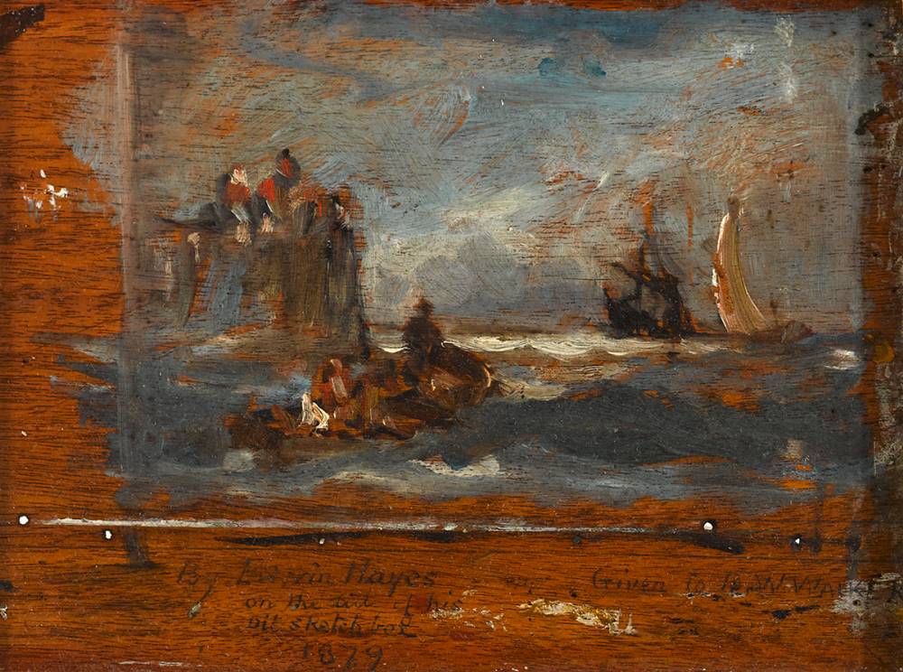 SHIPPING BY A HARBOUR WALL, 1879 by Edwin Hayes RHA RI ROI (1819-1904) RHA RI ROI (1819-1904) at Whyte's Auctions