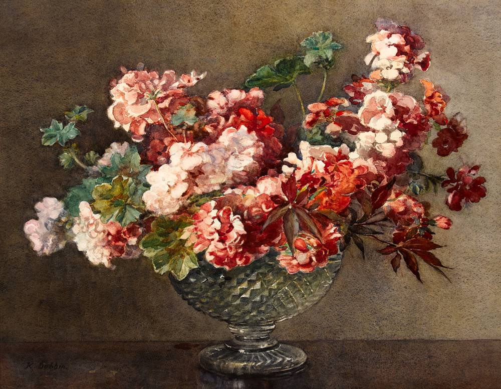 GERANIUMS by Lady Kate Dobbin WSCI (1868-1955) at Whyte's Auctions