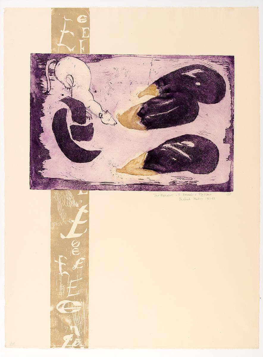 'E' IS FOR ERMINE AND EGGPLANT [ALPHABET SERIES], 1987-88 by Patrick Hickey HRHA (1927-1998) at Whyte's Auctions