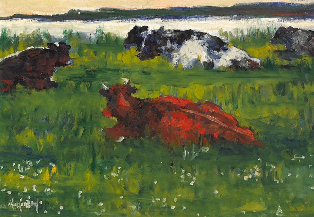CATTLE AT EVENING, COUNTY KERRY by Maurice MacGonigal PPRHA HRA HRSA (1900-1979) PPRHA HRA HRSA (1900-1979) at Whyte's Auctions