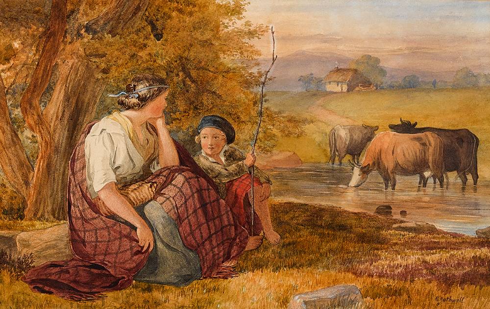 MOTHER AND CHILD IN LANDSCAPE by Richard Rothwell RHA (1800-1868) RHA (1800-1868) at Whyte's Auctions