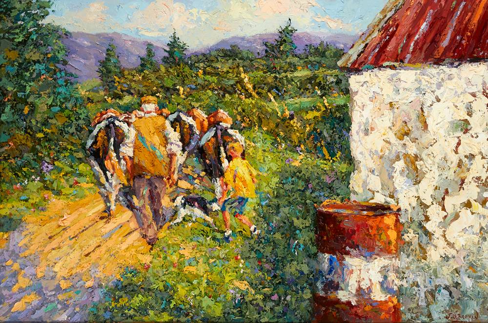 FIGURES WITH CATTLE by James S. Brohan (b.1952) at Whyte's Auctions