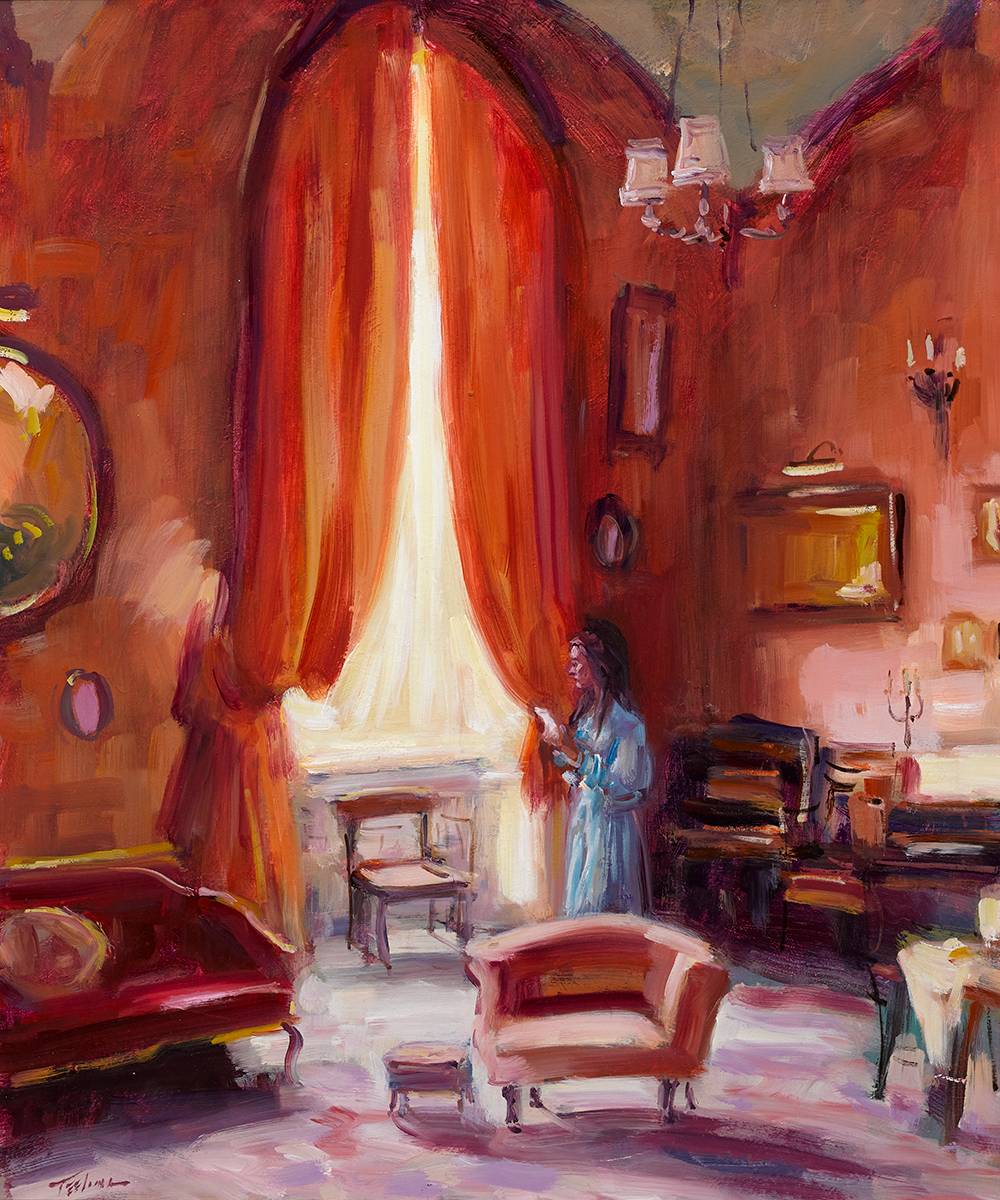 INTERIOR WITH WOMAN BY A WINDOW by Norman Teeling (b.1944) at Whyte's Auctions