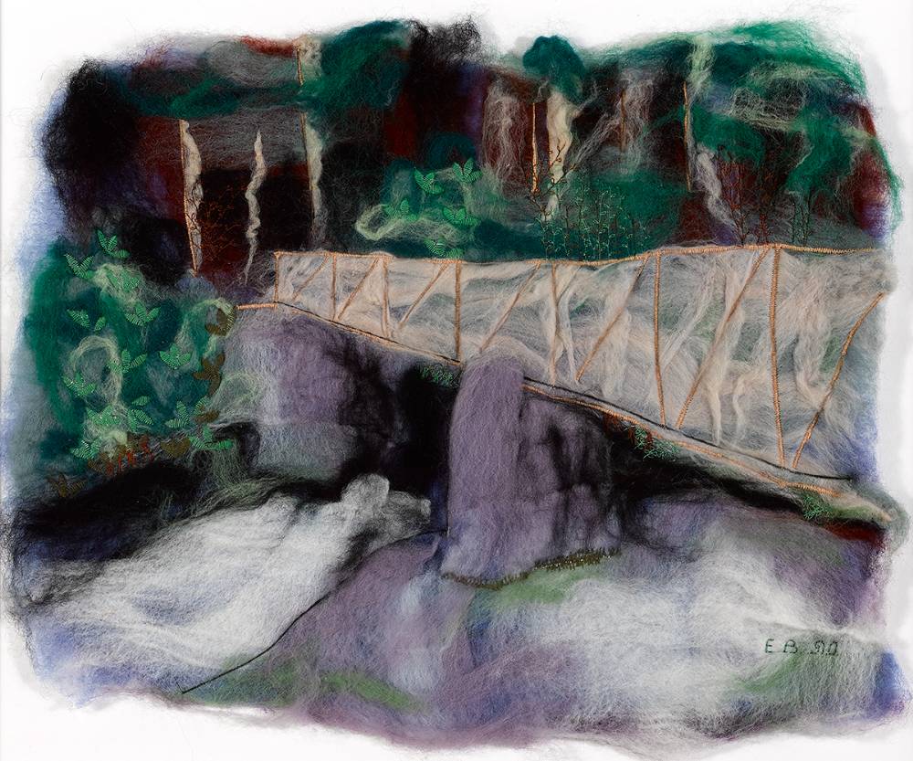 BRIDGE AT TOLLYMORE FOREST, 1990 by Ethna Brogan  at Whyte's Auctions