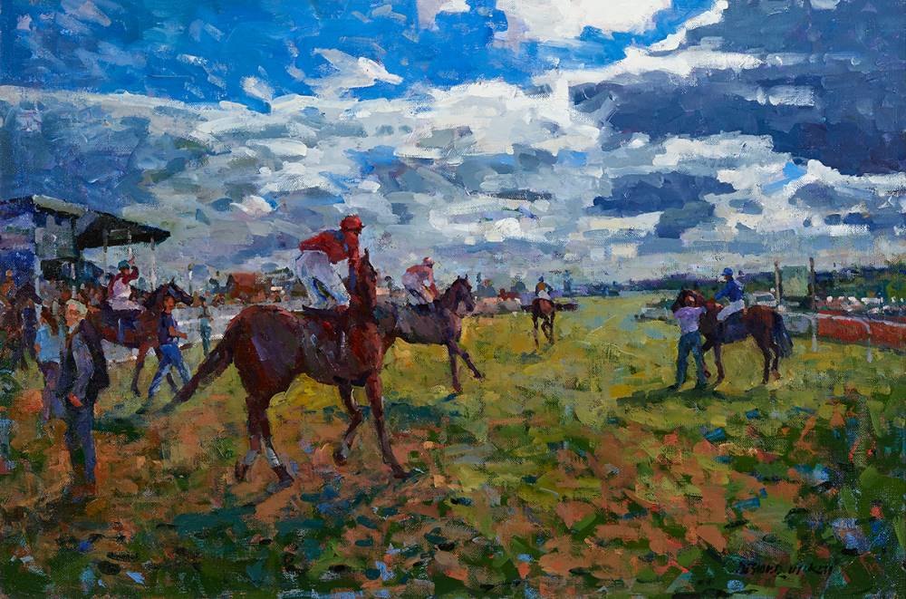 RACING SCENE by Desmond Hickey (1937-2007) at Whyte's Auctions
