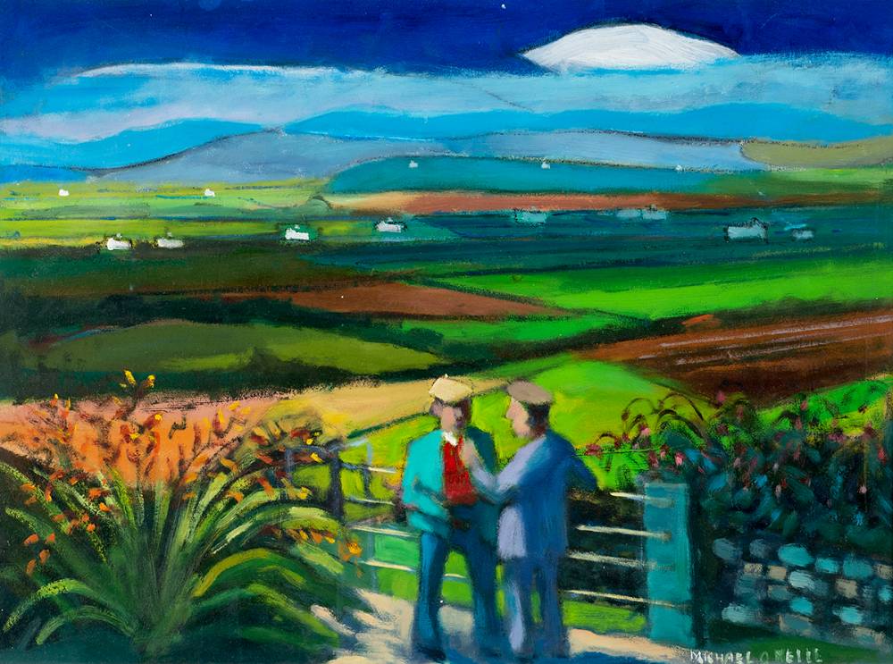 CONVERSING FIGURES IN A RURAL LANDSCAPE by Michael O'Neill (b.1930) at Whyte's Auctions