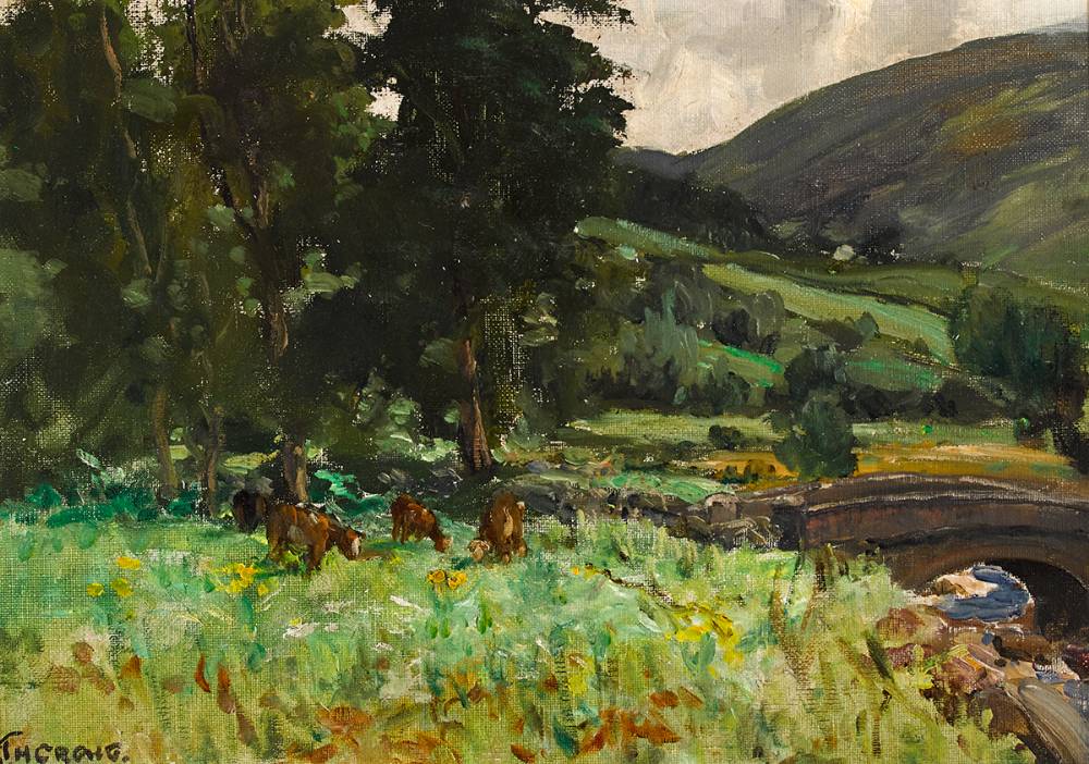 RURAL SCENE WITH BRIDGE AND CATTLE by James Humbert Craig RHA RUA (1877-1944) at Whyte's Auctions