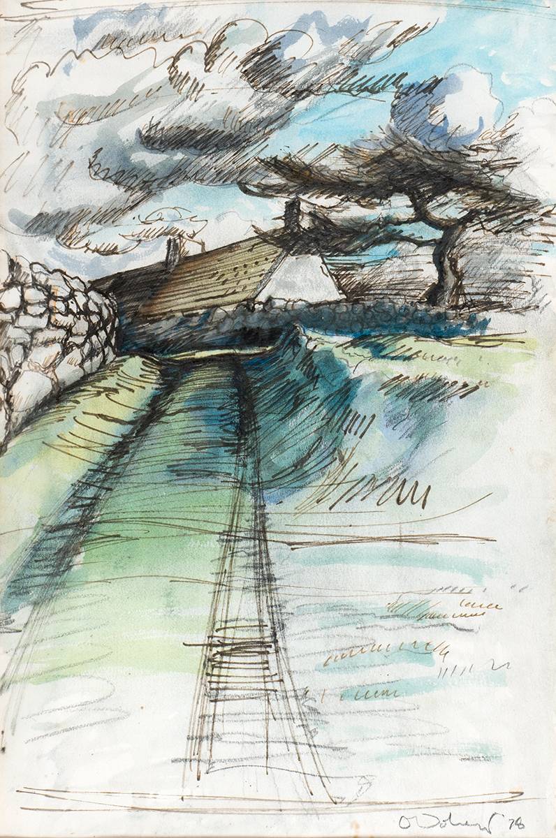 COUNTRY ROAD WITH TREE AND COTTAGE, 1978 by Eamonn O'Doherty (1939-2011) (1939-2011) at Whyte's Auctions