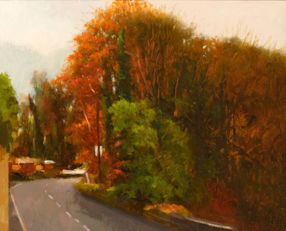 WINTER CORNER, ROAD TO BRIDGE, BLESSINGTON, COUNTY WICKLOW by Trevor Geoghegan sold for �500 at Whyte's Auctions