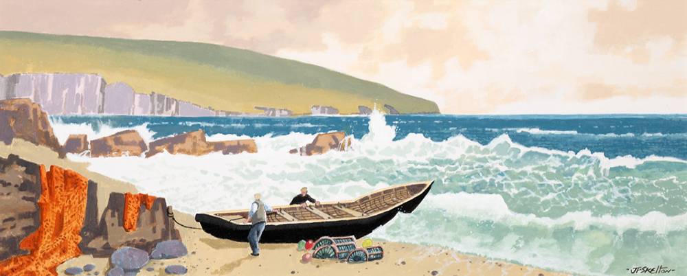 LAUNCHING THE CURRACH, WEST OF IRELAND by John Francis Skelton sold for �1,500 at Whyte's Auctions
