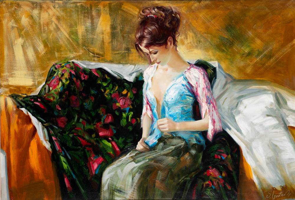 WOMAN WITH BLUE BLOUSE by Sergey Ignatenko (b.1975) at Whyte's Auctions