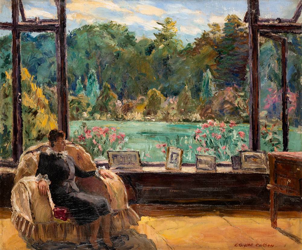SITTING IN THE DRAWING ROOM by Robert Taylor Carson HRUA (1919-2008) at Whyte's Auctions