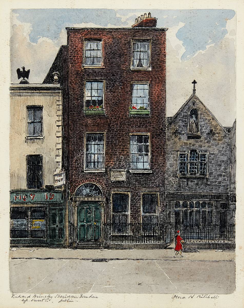 RICHARD BRINSLEY SHERIDAN BIRTHPLACE, UPPER DORSET STREET, DUBLIN by Flora H. Mitchell (1890-1973) (1890-1973) at Whyte's Auctions