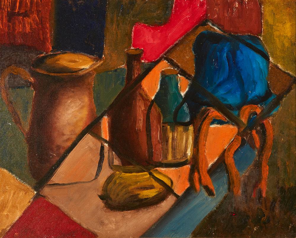 STILL LIFE WITH JUG AND BOTTLES by Christy Brown sold for �3,600 at Whyte's Auctions