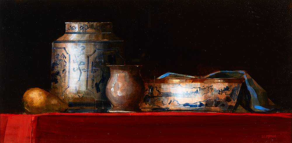 STILL LIFE ON RED CLOTH, 2001 by Martin Mooney (b.1960) (b.1960) at Whyte's Auctions