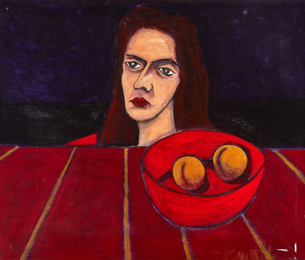 WOMAN WITH BOWL OF FRUIT by Graham Knuttel (b.1954) at Whyte's Auctions
