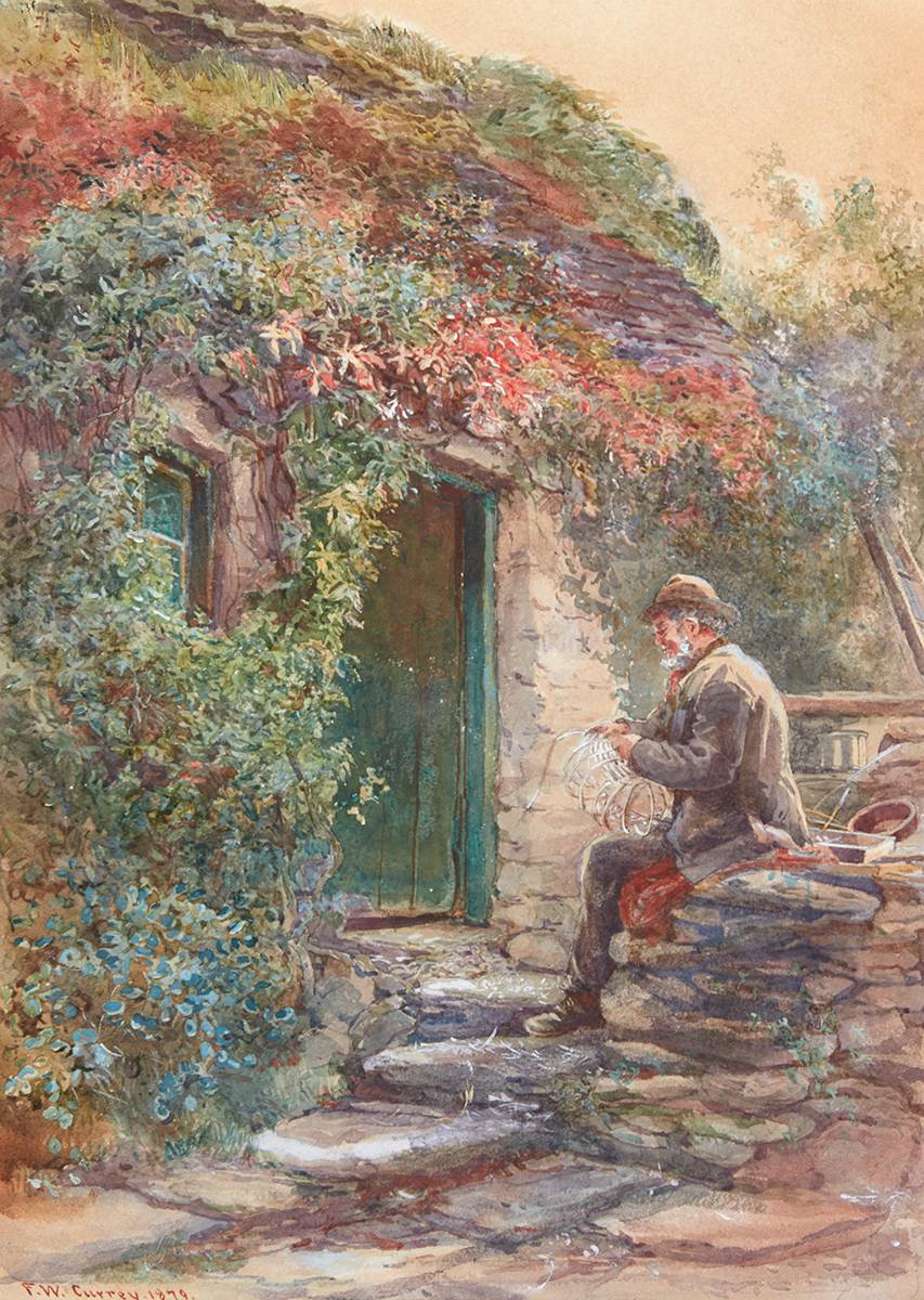 GENTLEMAN BY A VINE CLAD COTTAGE, 1879 by Fanny Wilmot Currey WCSI (1848-1917) at Whyte's Auctions