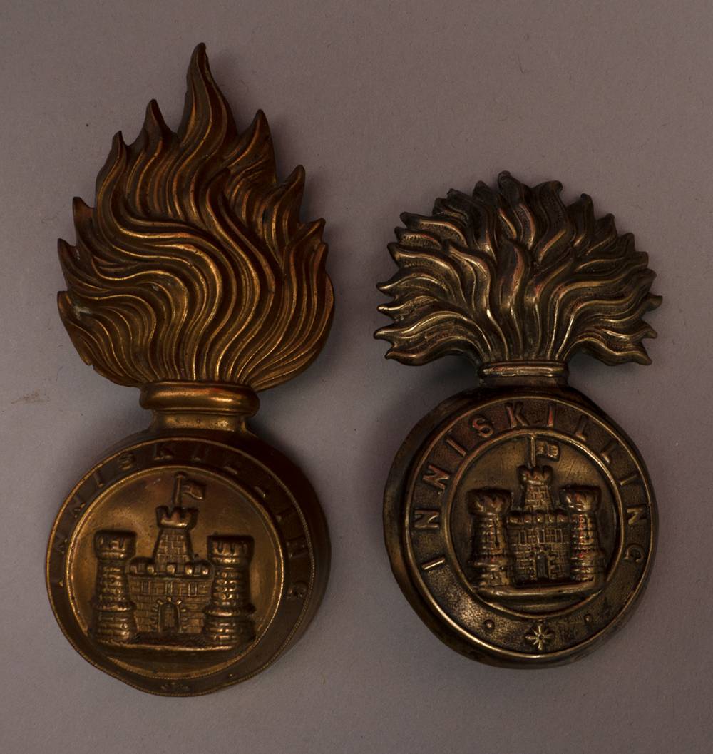 Inniskilling Fusiliers busby grenade badges (2) at Whyte's Auctions