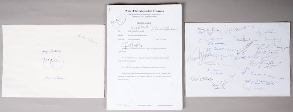 1998 (10 April) Official final Good Friday Agreement with signatures of participants in the talks at Whyte's Auctions
