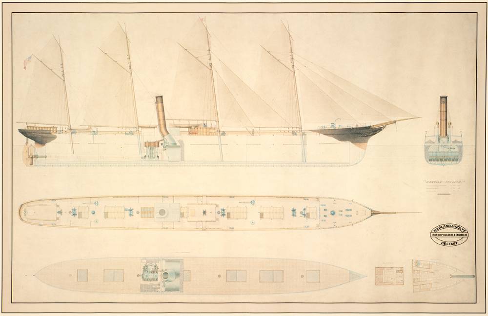 1861. Harland & Wolff Belfast drawings for SS Grecian and SS Italian at Whyte's Auctions