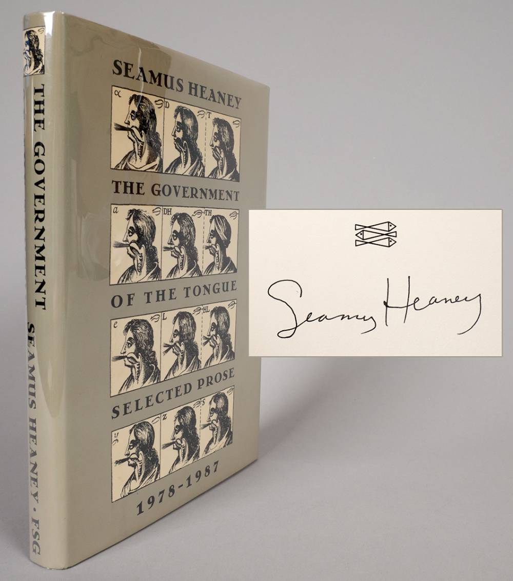 Heaney, Seamus. The Government Of The Tongue - Selected Prose 1978-1987. Signed first edition. at Whyte's Auctions