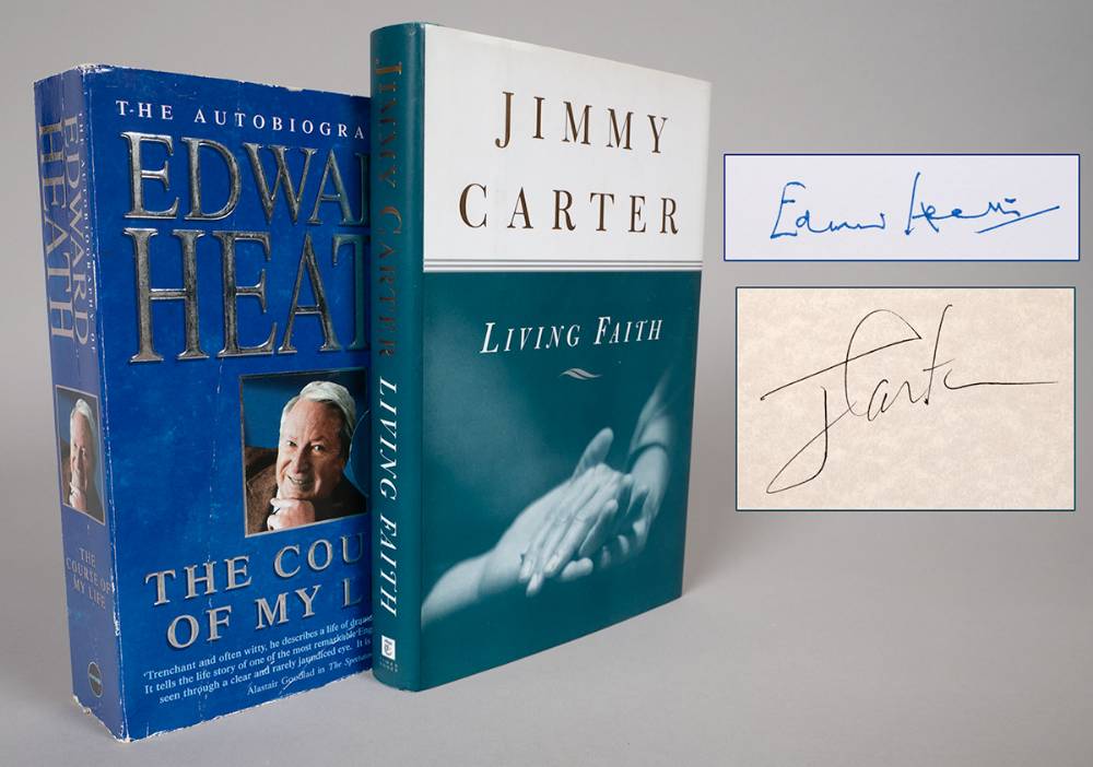 1977-1981. President Jimmy Carter autographed book and Edward Heath, UK Prime Minister 1970-1974 autographed book. at Whyte's Auctions