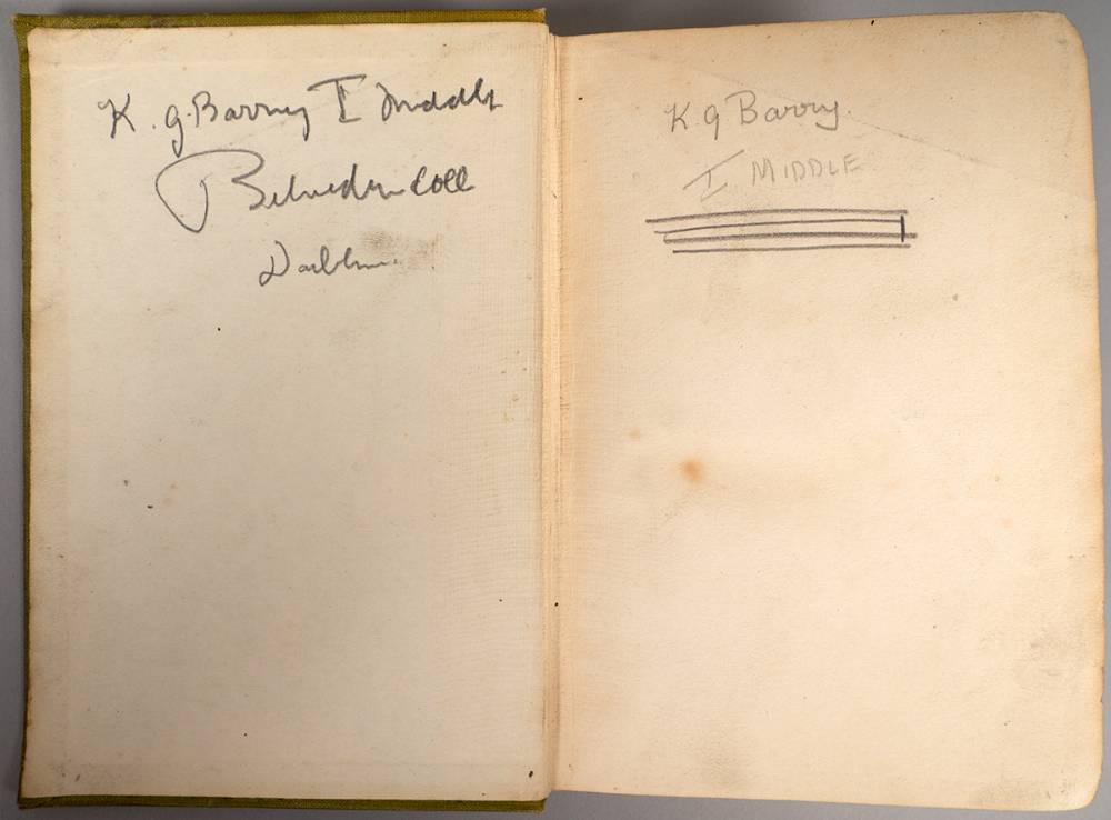 Kevin Barry's schoolbook on English, signed and inscribed. at Whyte's Auctions