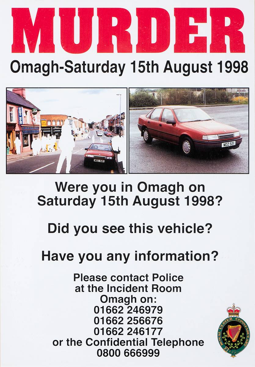 1998 (15 August) Omagh Bombing, police poster. at Whyte's Auctions