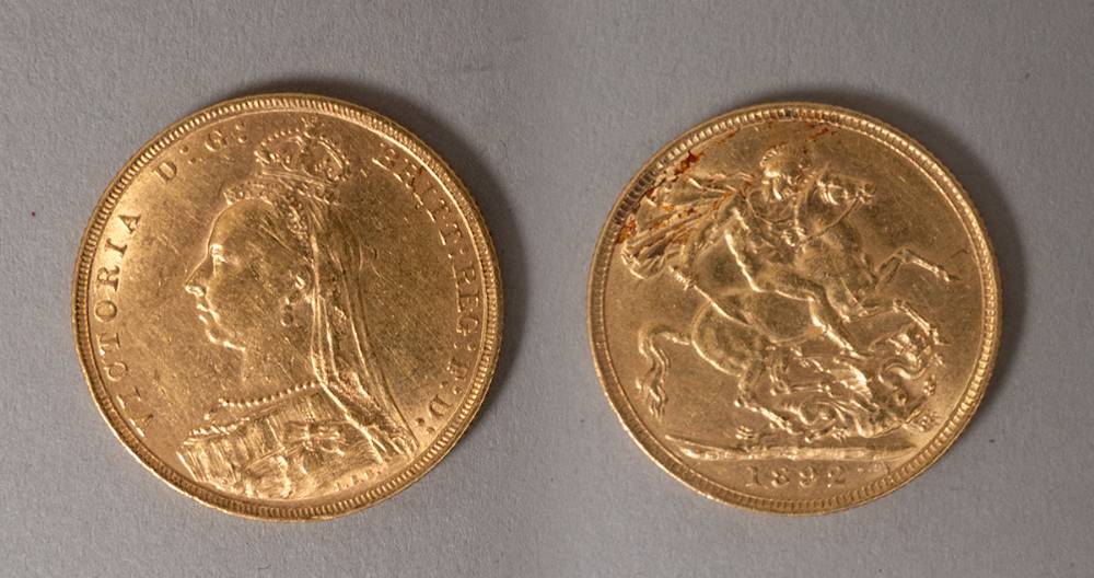 Victoria gold sovereign, 1892 at Whyte's Auctions