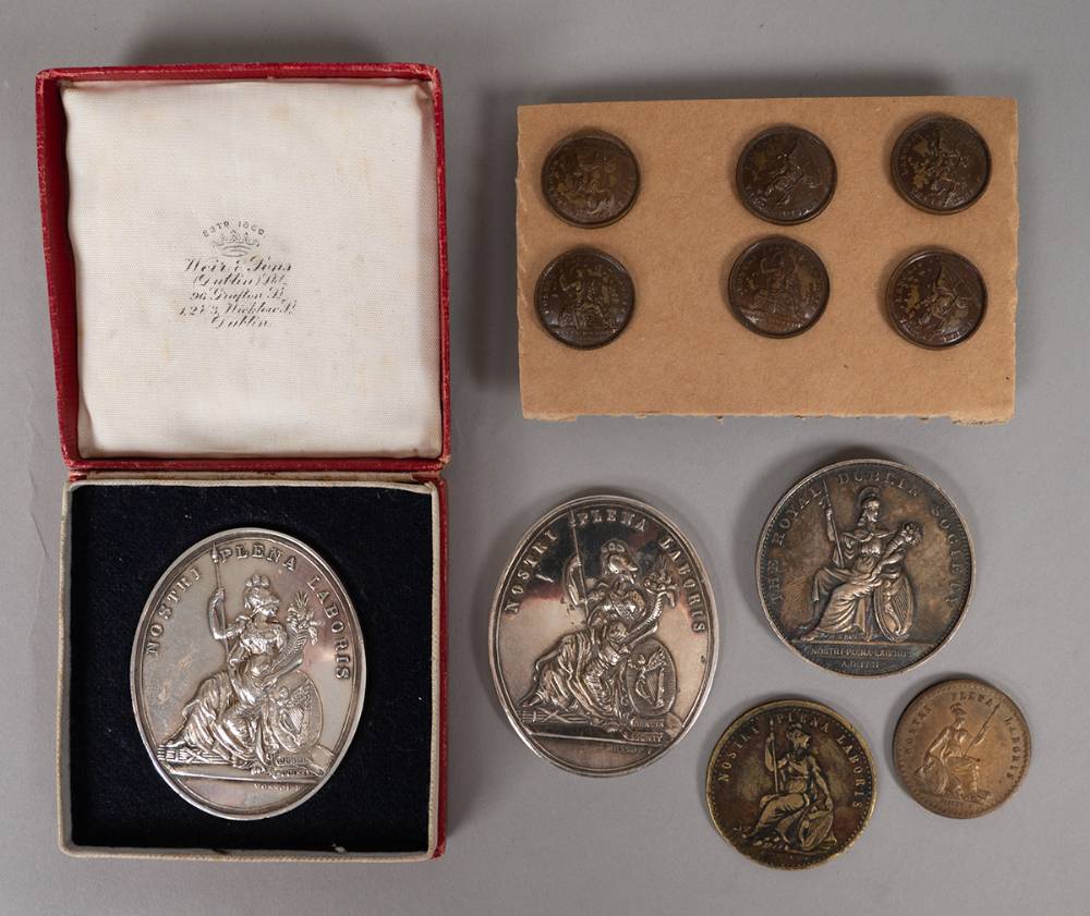 19th to 20th century Royal Dublin Society silver medals, copper admission tickets and buttons. (11) at Whyte's Auctions