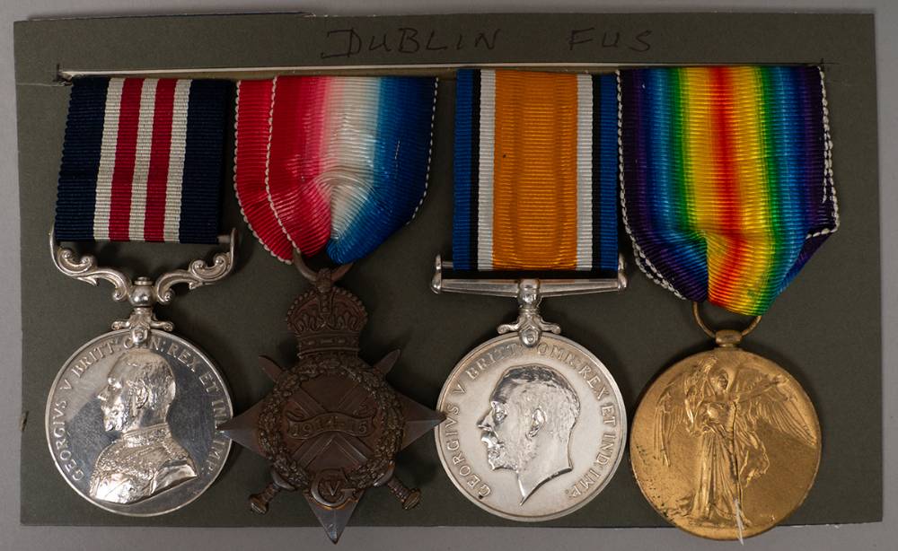 1914-1919 World War I. Military Medal, 1914-15 Star, War Medal and Victory Medal to a Royal Dublin Fusilier. at Whyte's Auctions