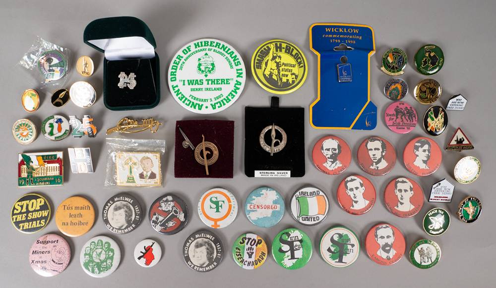 1980s to 2000s collection of badges, mainly Northern Ireland Republican. (100) at Whyte's Auctions