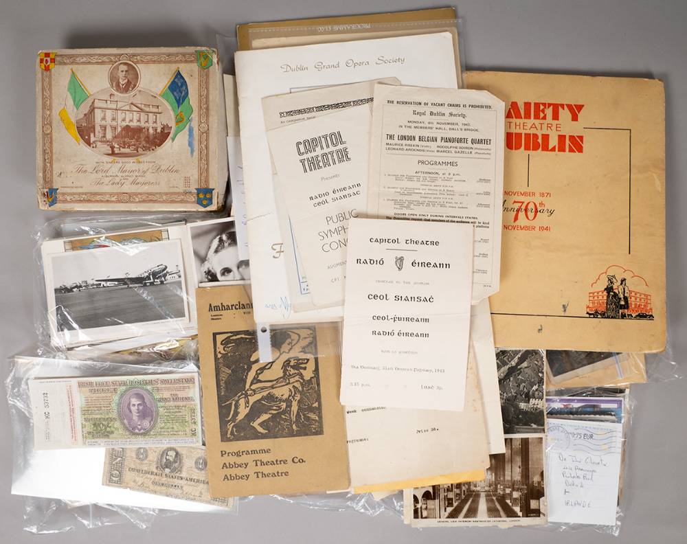 Mixed lot of ephemera including theatre programmes, postcards, etc. at Whyte's Auctions