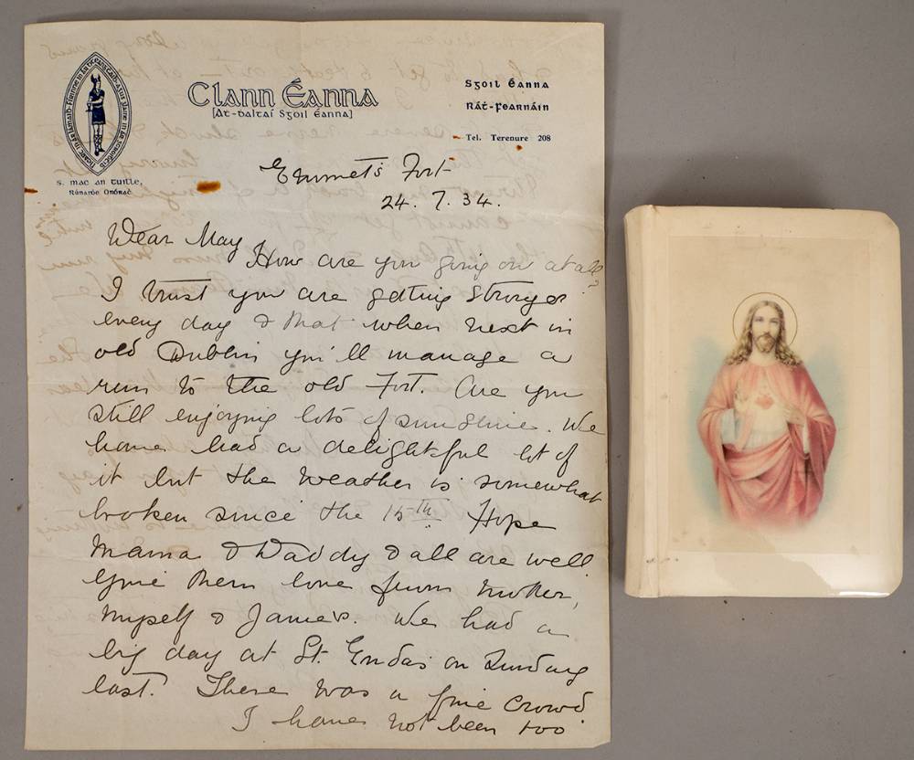 1934 (24 July) Clann Eanna  and 1948 prayer book presented to Margaret Pearse. at Whyte's Auctions