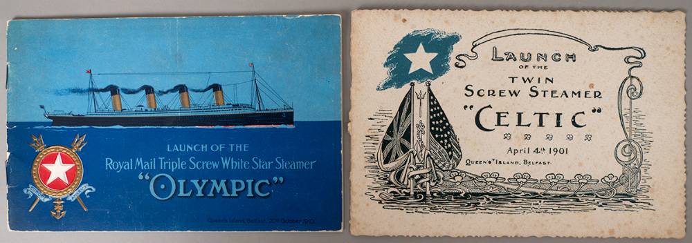 1910 (20 October). Launch of RMS Olympic, sister ship of the Titanic, also 1901 (4 April) Launch of SS Celtic illustrated booklets. at Whyte's Auctions