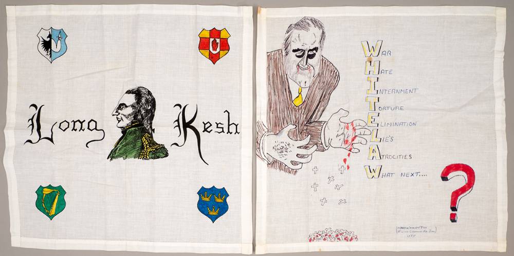 1972-1973. Pair of decorated handkerchiefs from Republican prisoners in Crumlin Road Jail and Long Kesh. at Whyte's Auctions