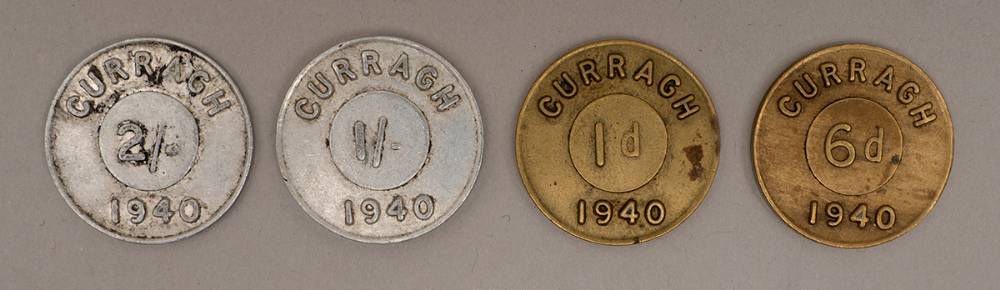 1940 Curragh Internment Camp complete set of camp money - 4 tokens. at Whyte's Auctions