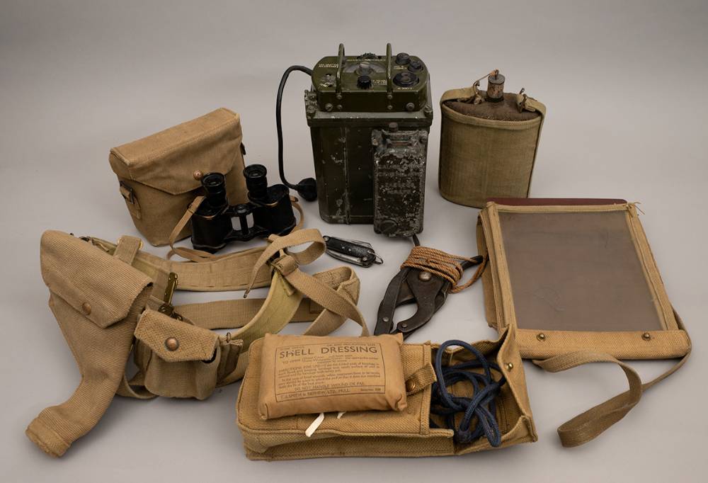 1939-1945 World War II British officer's webbing and equipment and a wireless set. (8) at Whyte's Auctions